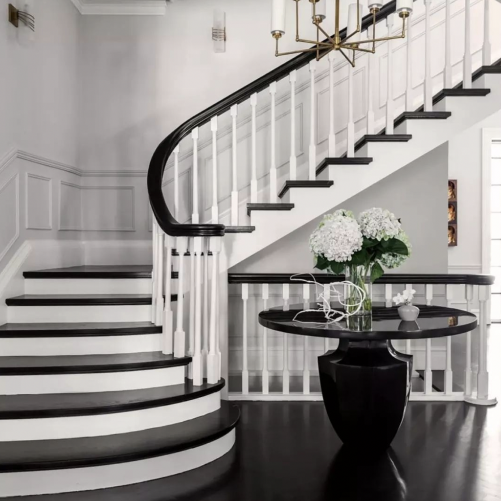 Rounded Staircase in Black and White