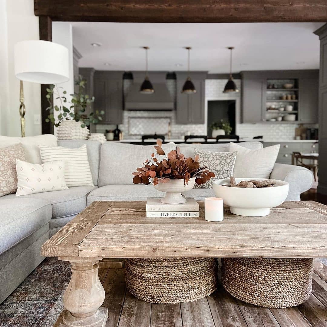 Rustic Warmth with Basket Storage