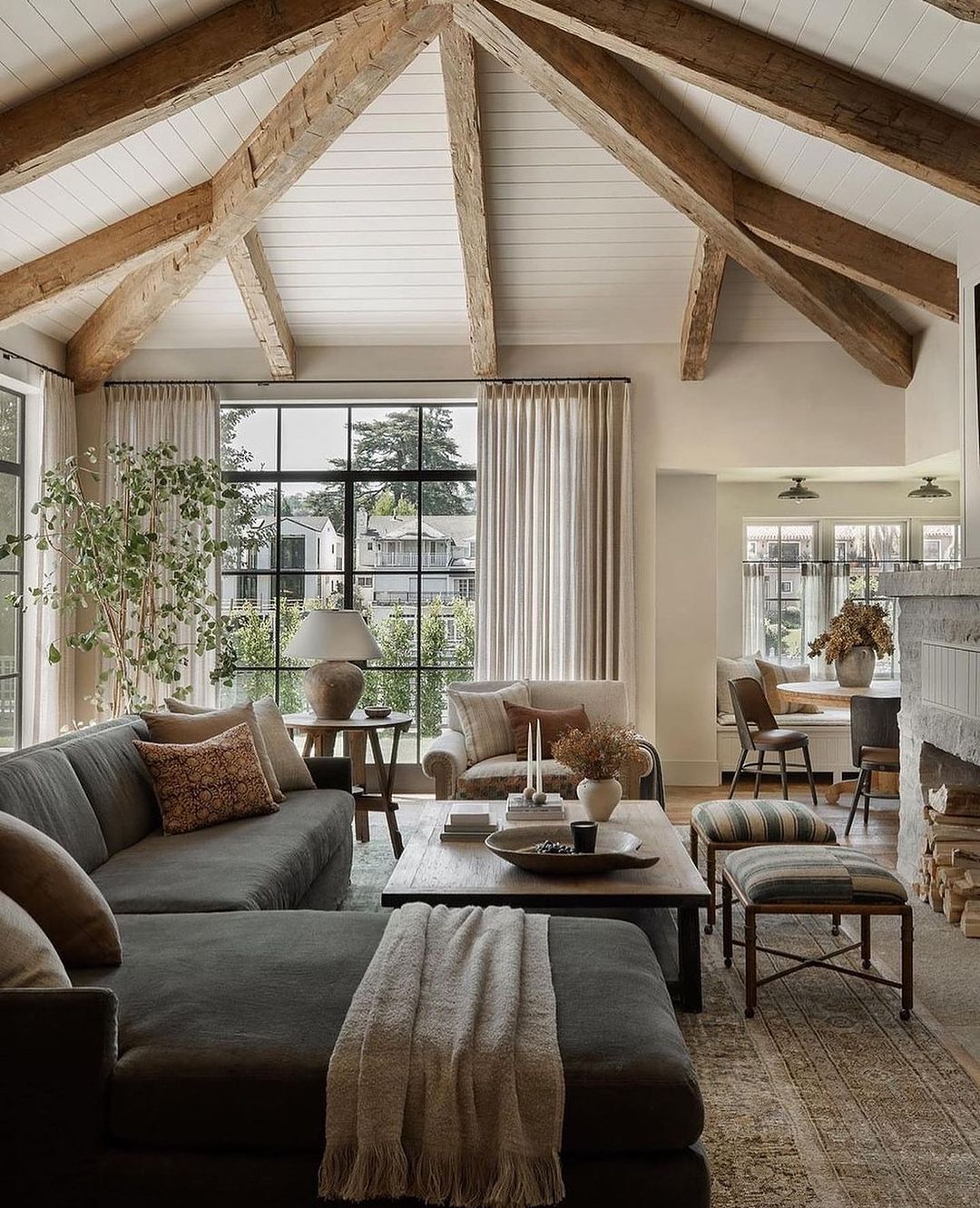 Rustic Beams Across a Cathedral Ceiling