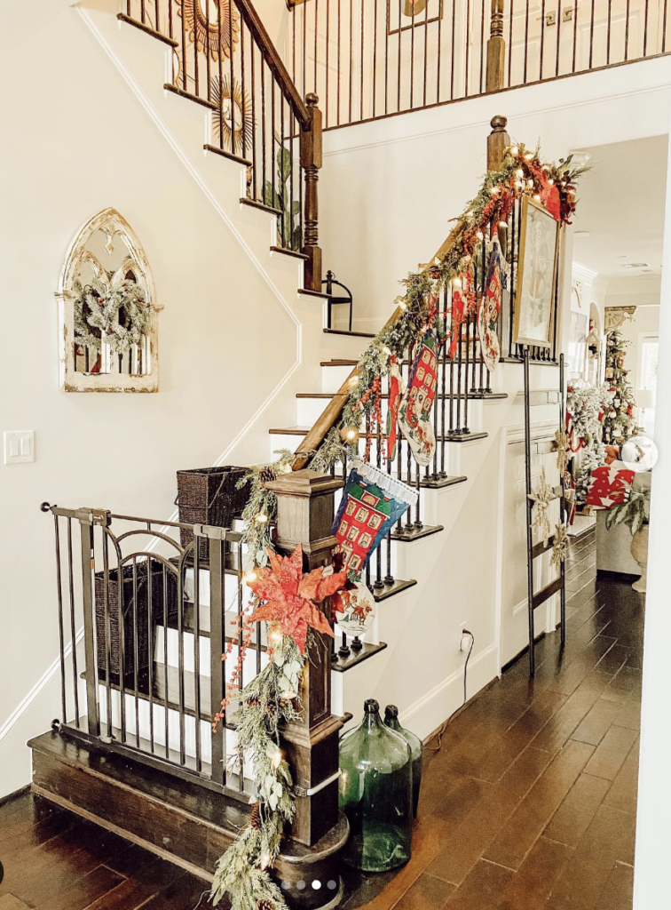 Rustic Dark Wood Stair Step with White Riser