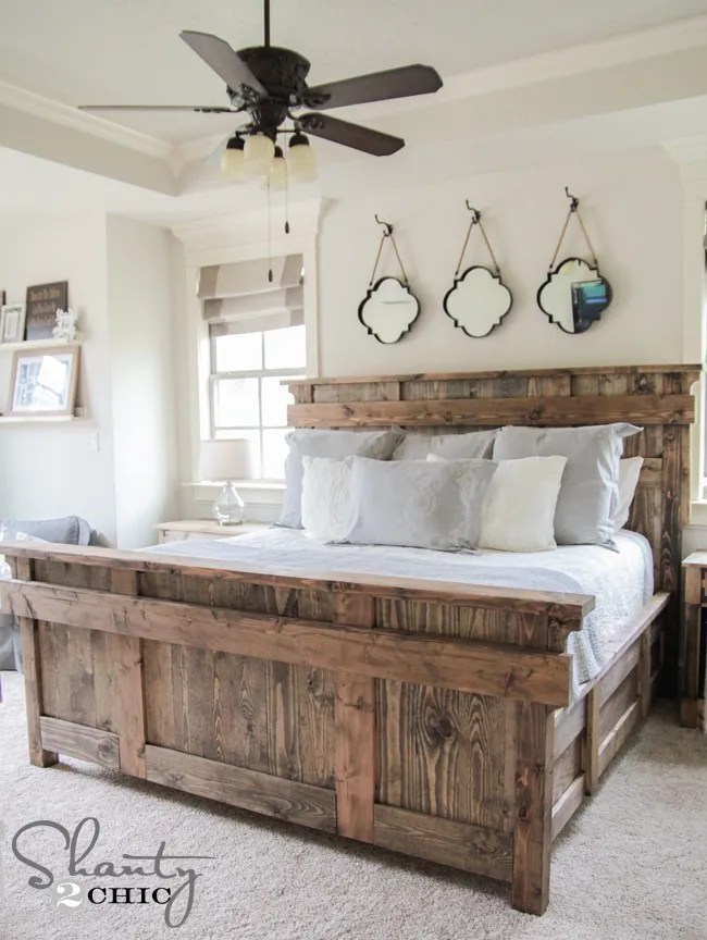 Rustic DIY Farmhouse King Bed Frame