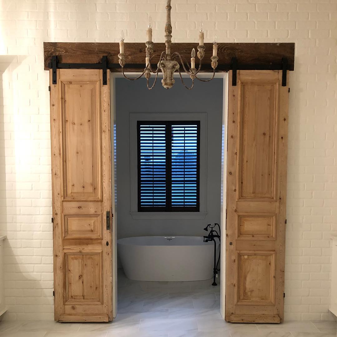 Rustic Double Barn Door for the Bathroom