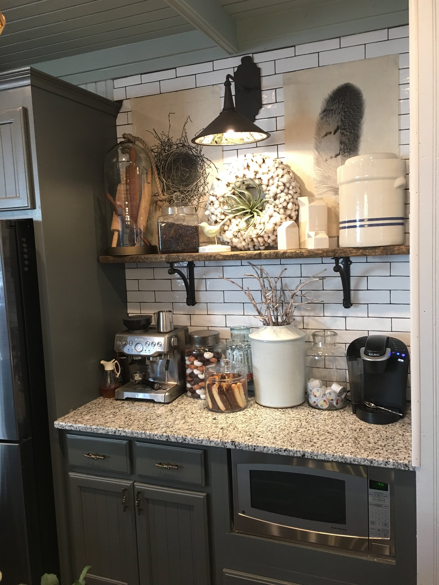 Rustic Farmhouse Kitchen Coffee Bar Shelf