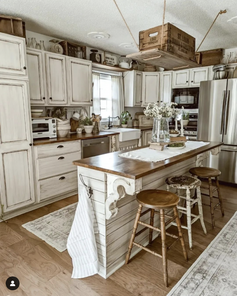 Rustic Kitchen Island with Butcher Block