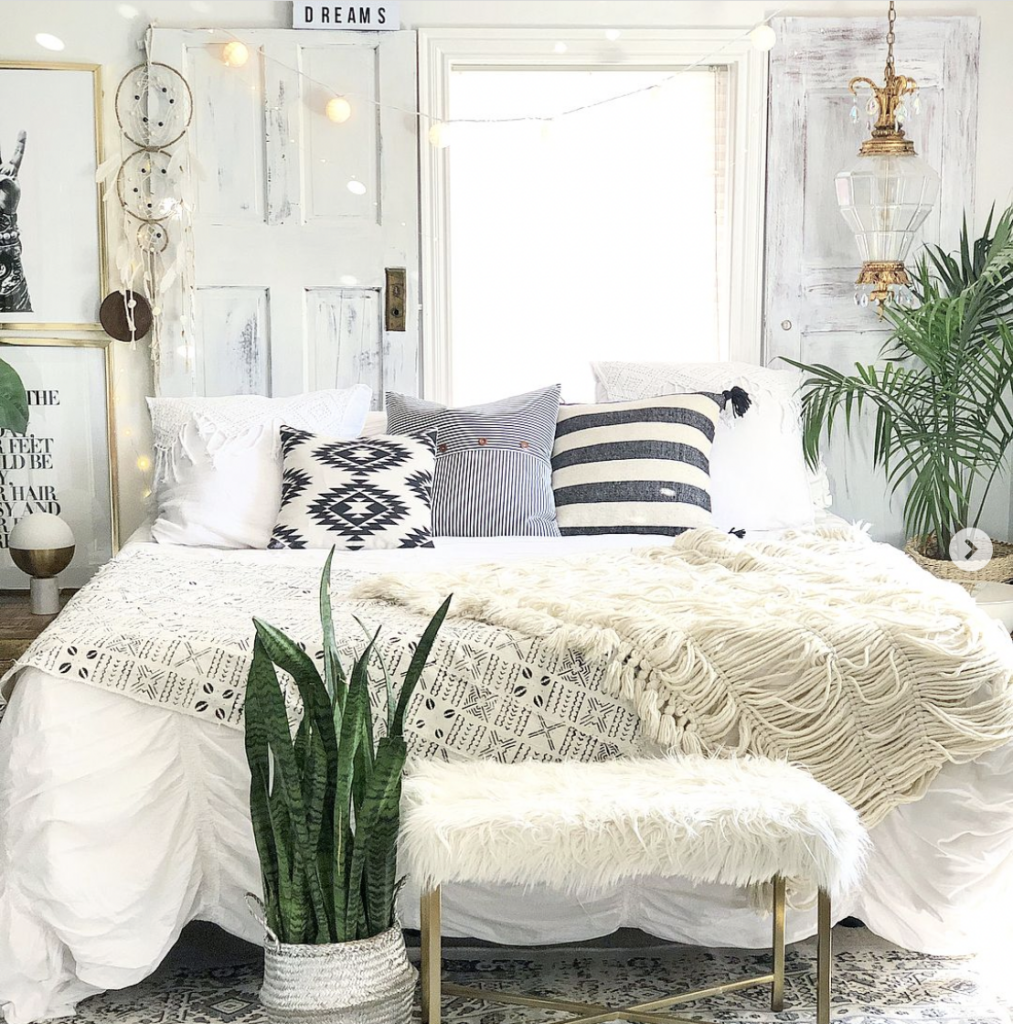 Rustic Mirror and Distressed White Doors