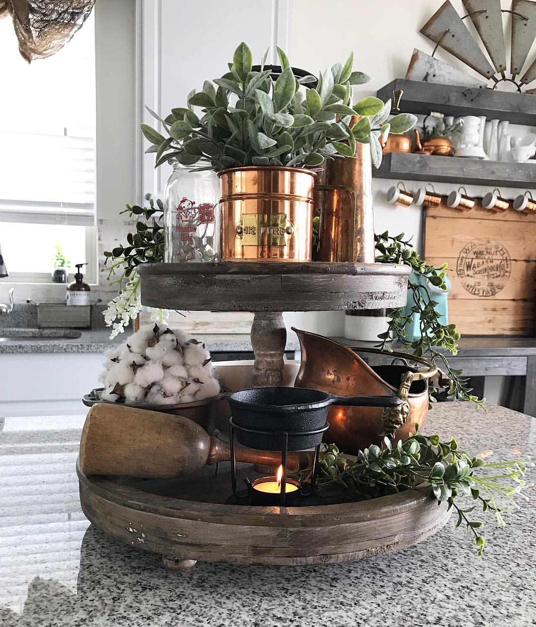 Rustic Spring Tiered Tray Decor