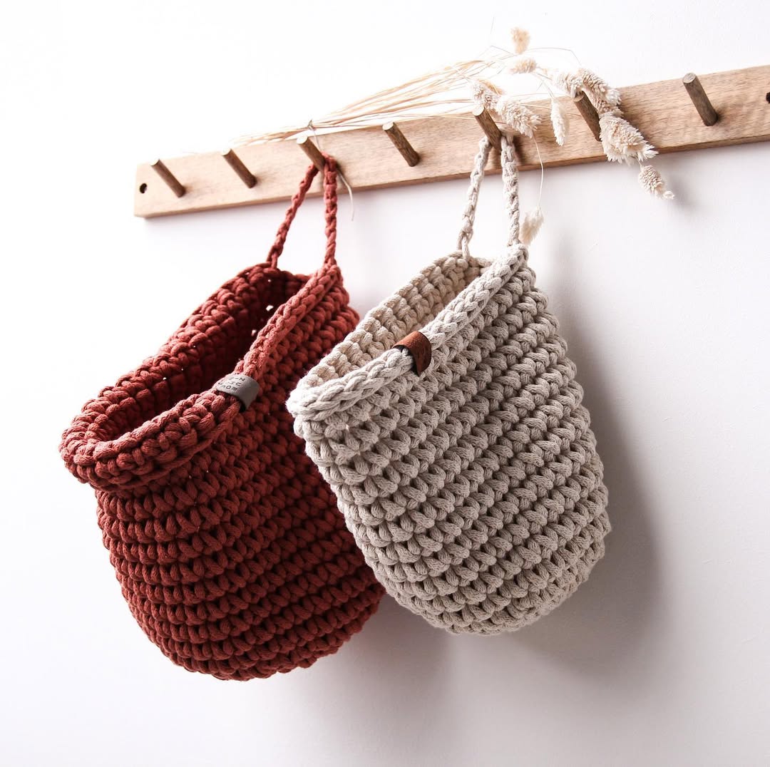 Rustic Wall-Hung Basket Storage