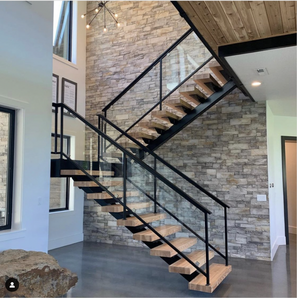 Rustic Weathered and Sleek Polished Stairwell Stone