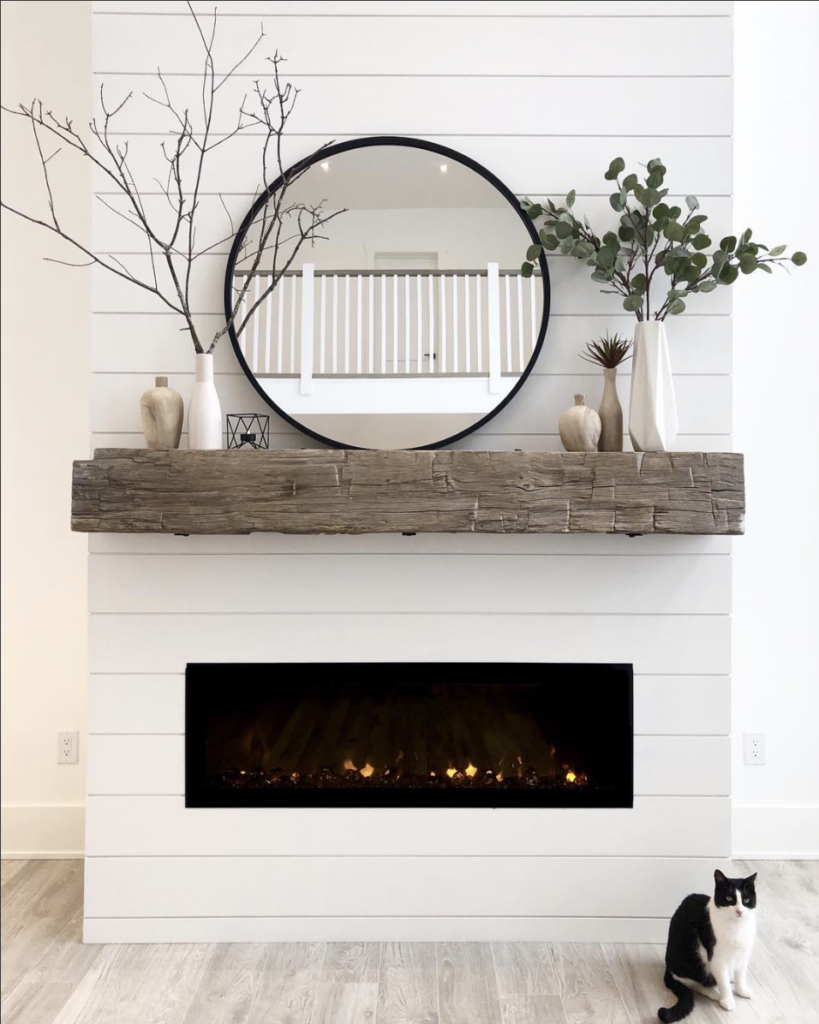 Rustic White Shiplap Hearth Shelf