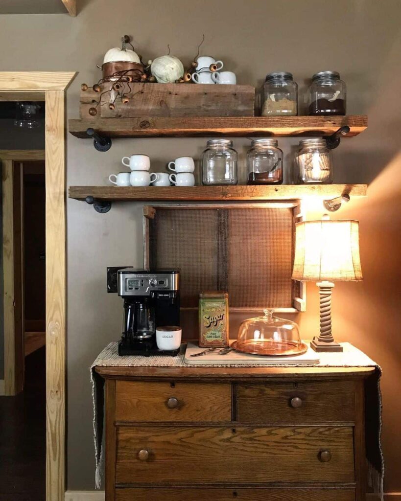 Rustic Wooden Coffee Bar