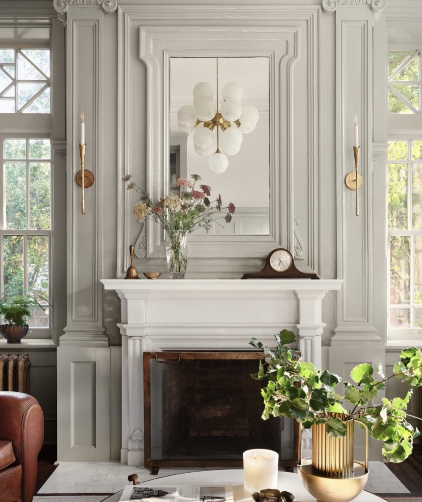 Sconces Set on an Off-White Fireplace