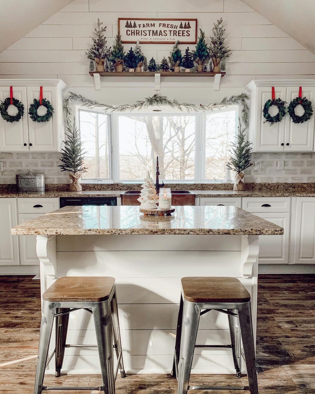 Seasonal Winter Shiplap Kitchen Island
