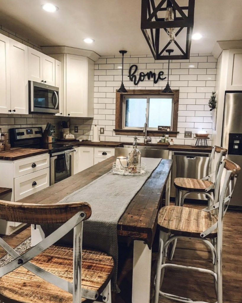 Seating at a Multifunctional Butcher Block Island