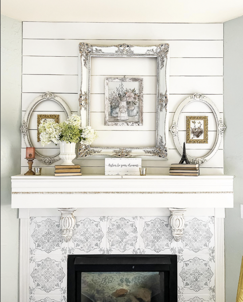 Shiplap Fireplace Wall With Tile Surround