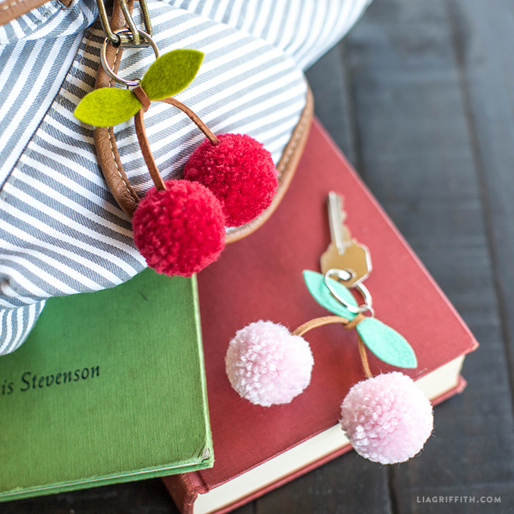 Single Cherry Pom-Pom Keychain