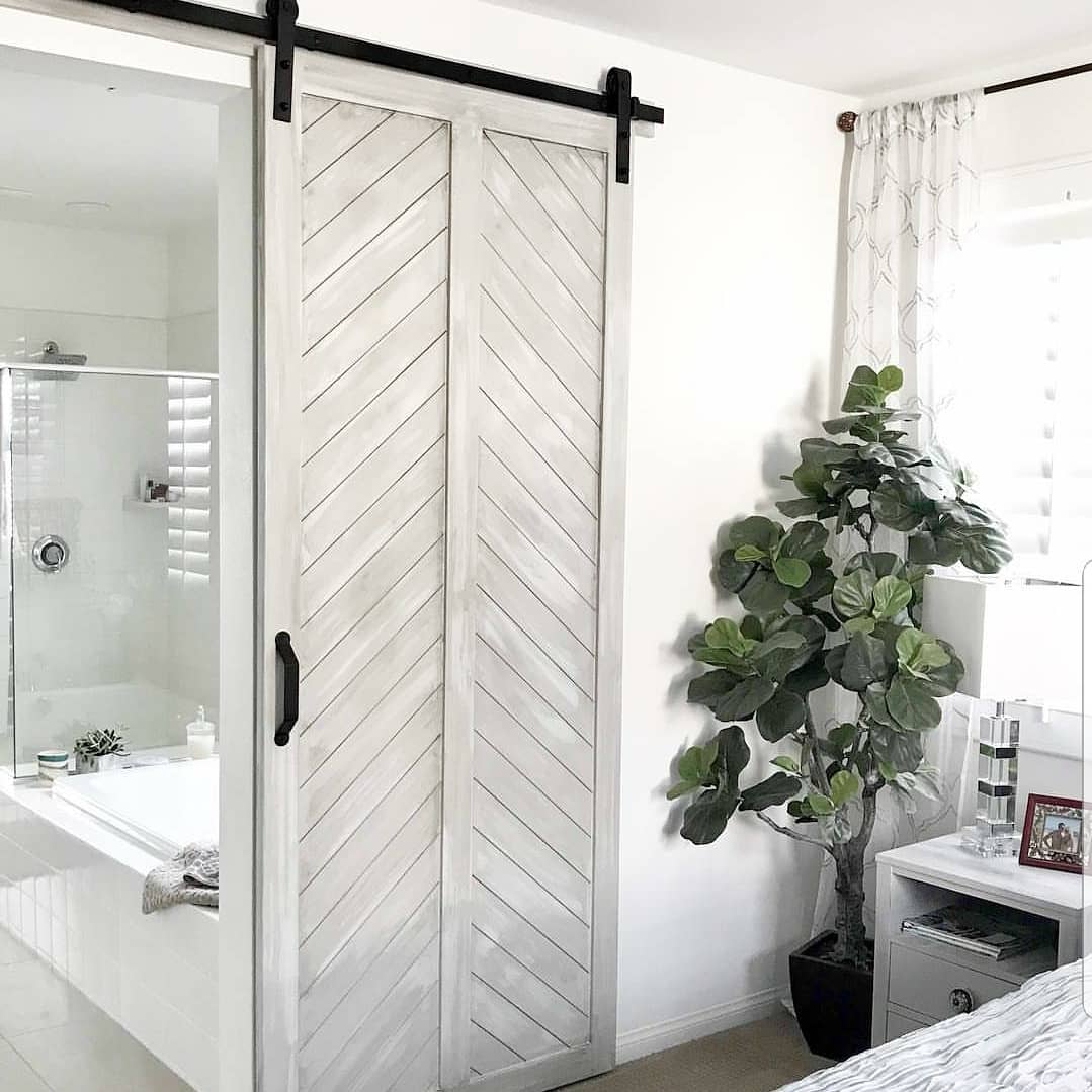Sliding Shower Door for a Modern Farmhouse Bathroom