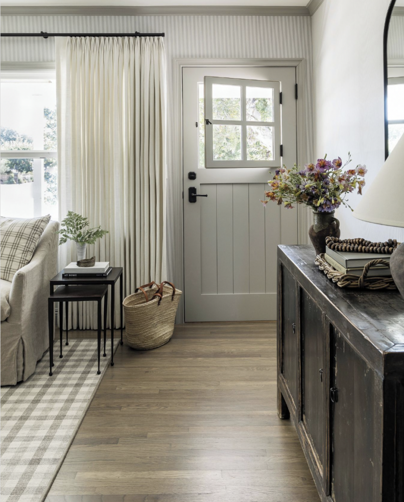 Small Entryway Floors with a White Front Door