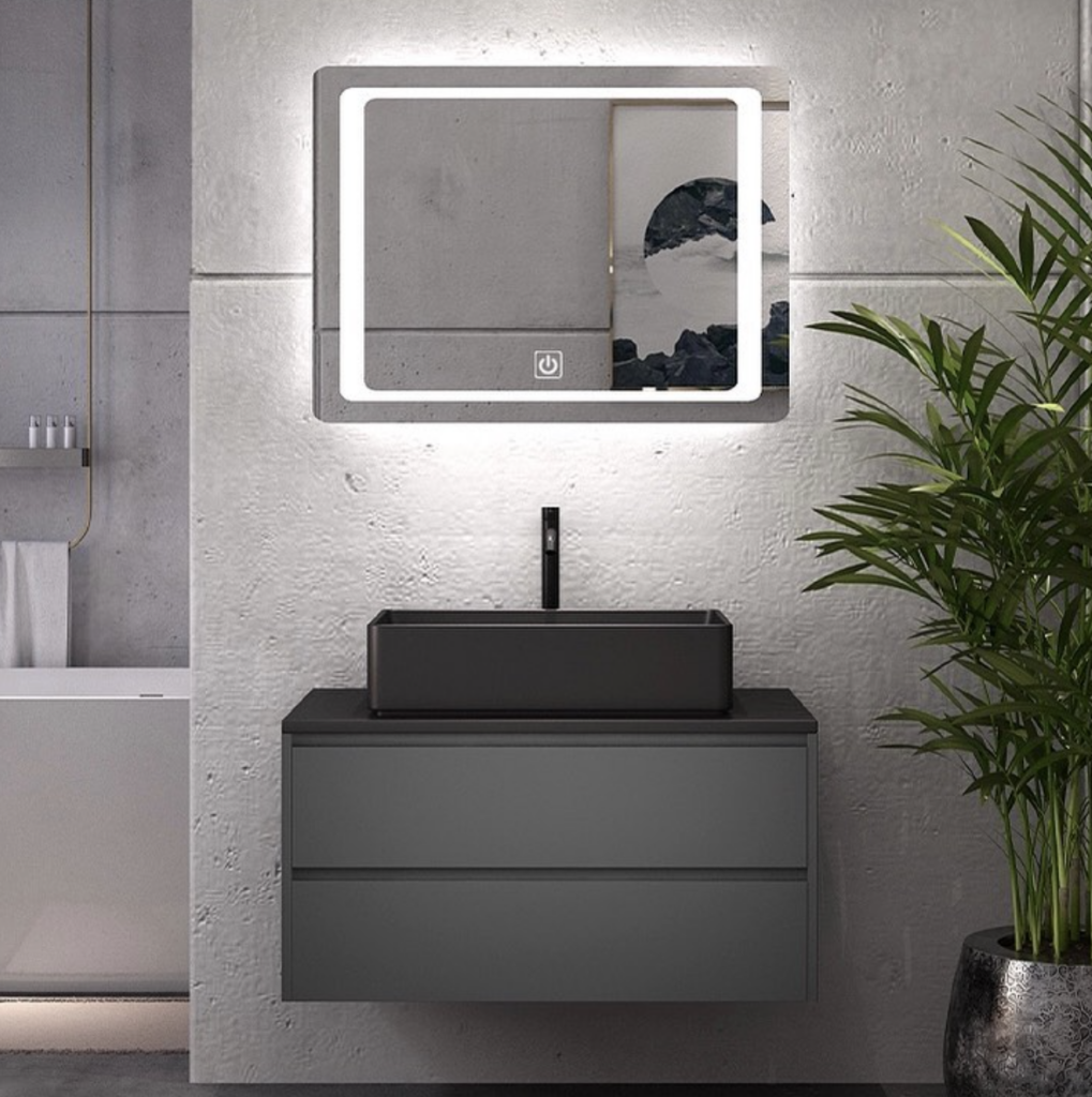 Small Gray Vanity with Mirror