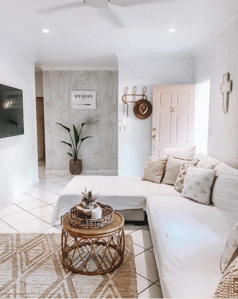Small living area couch in an L shape