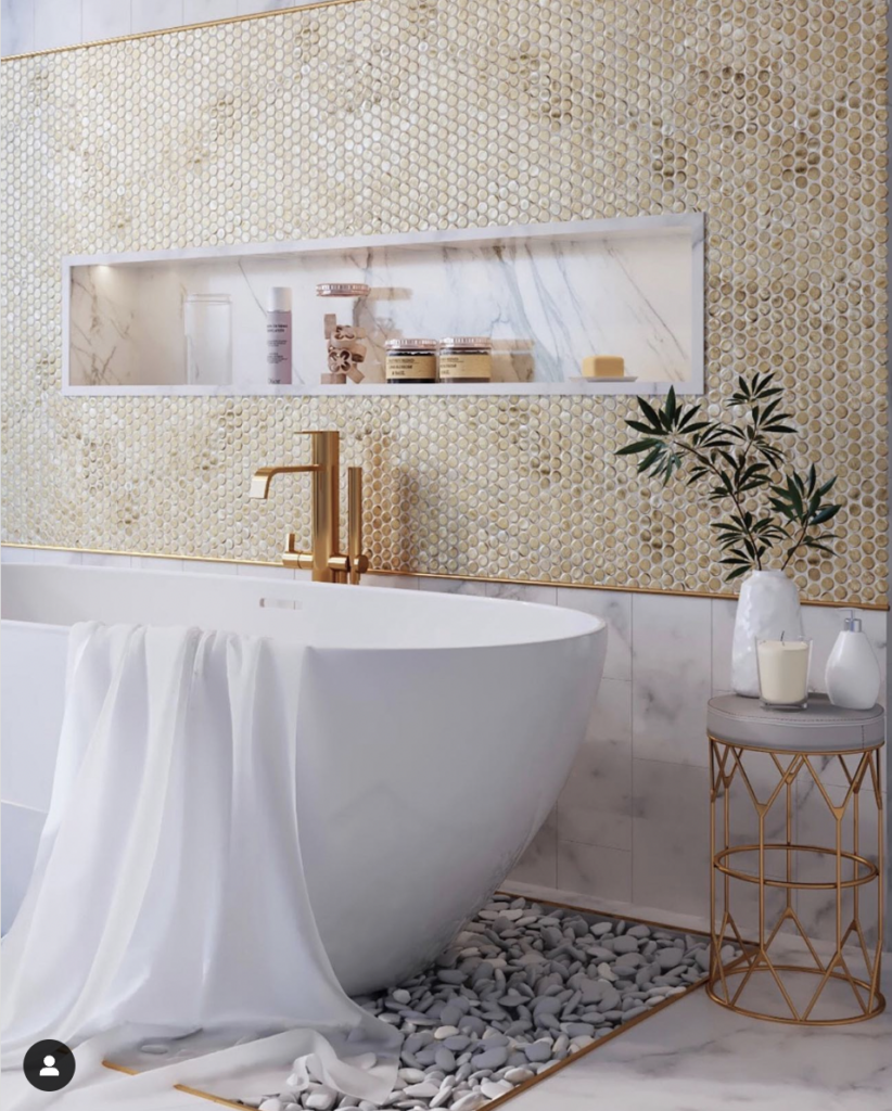 Beige Porcelain Penny Tiles