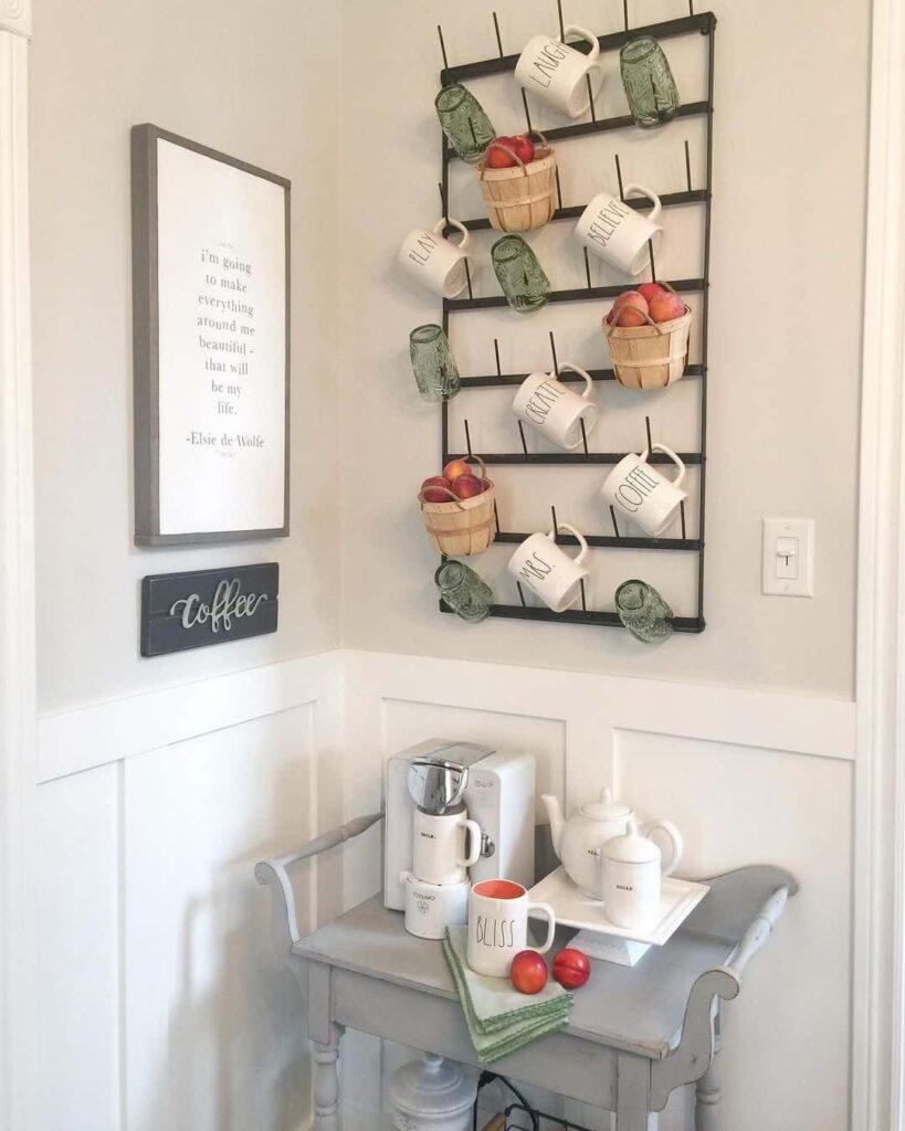 Small Vintage Wood Coffee Bar Cart