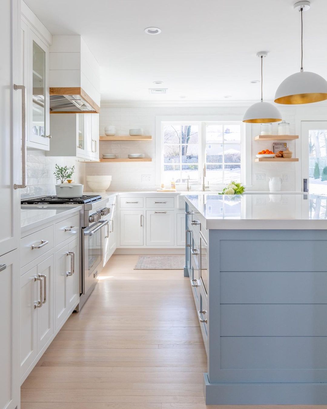 Soft Blue Coastal Kitchen Island