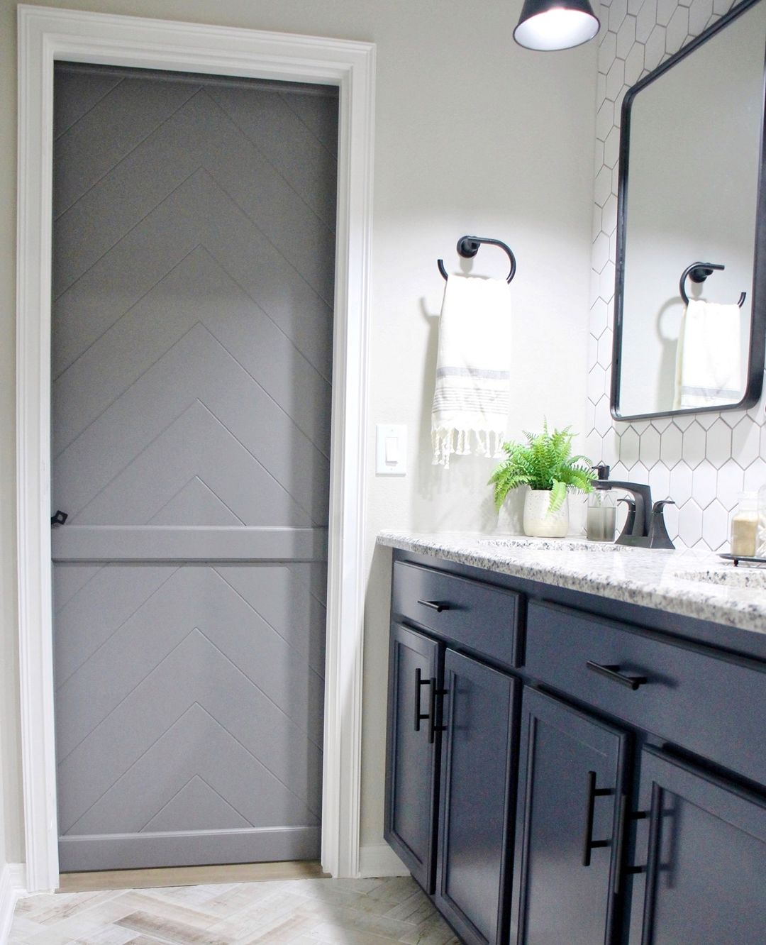 Soft Grey Geometric Pocket Door