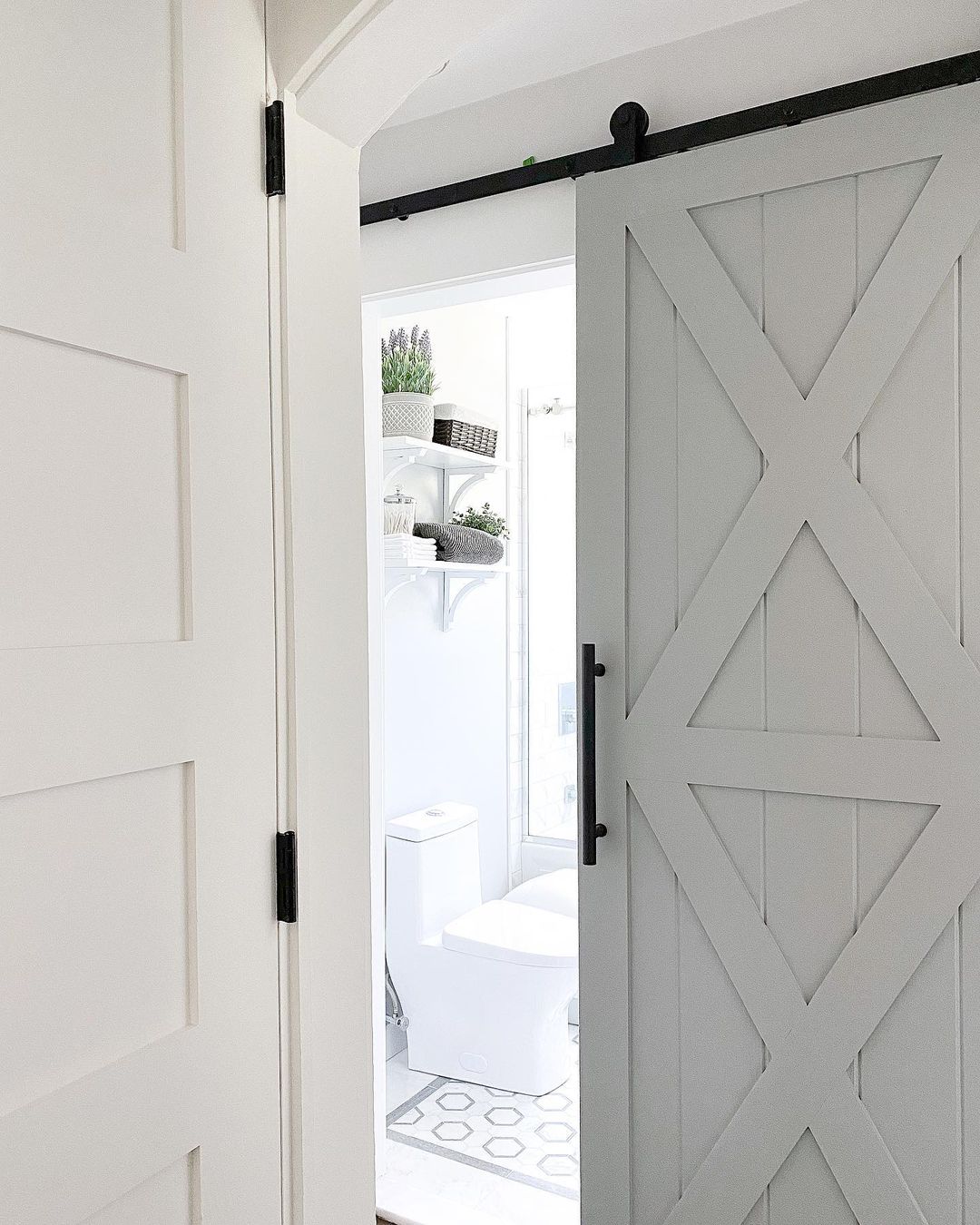 Soft Grey X Design Sliding Door