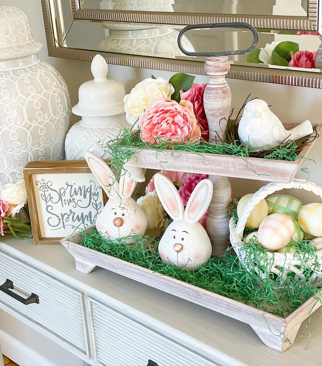Spring Decor for a Whimsical Tiered Tray