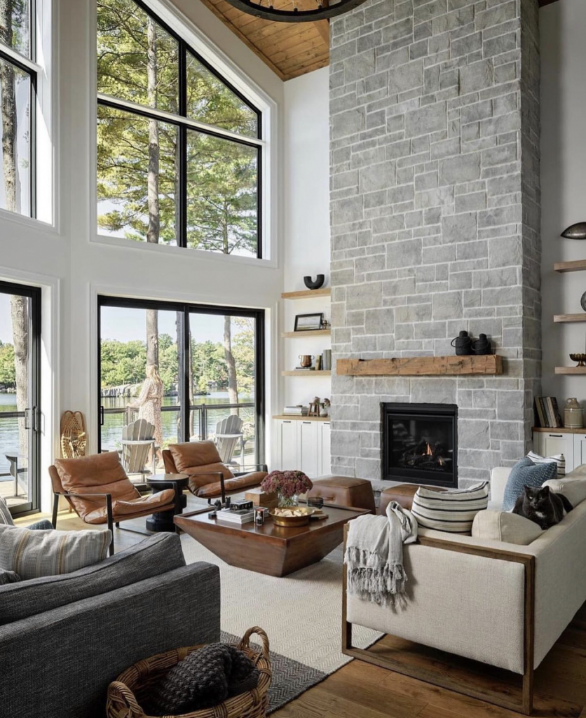Stack Stone Fireplace in the Living Room