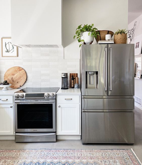 Stainless Steel Refrigerator and Jute Basket