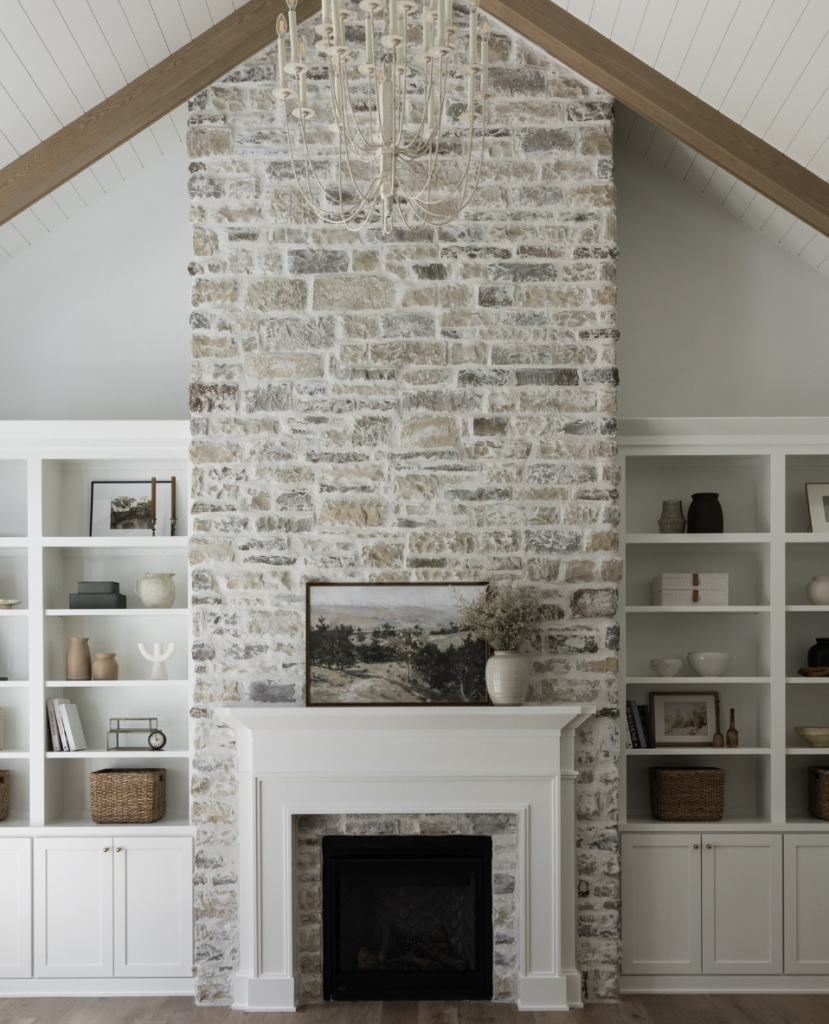 Stone Fireplace in the Family Room