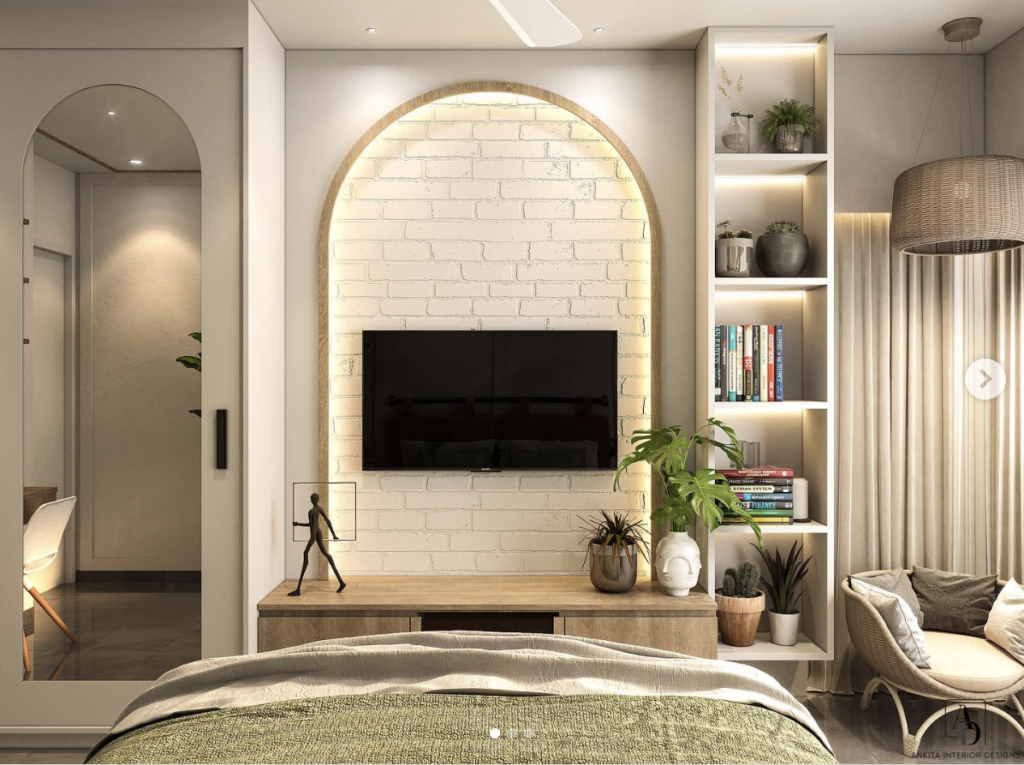 Stone TV Bedroom Accent Wall