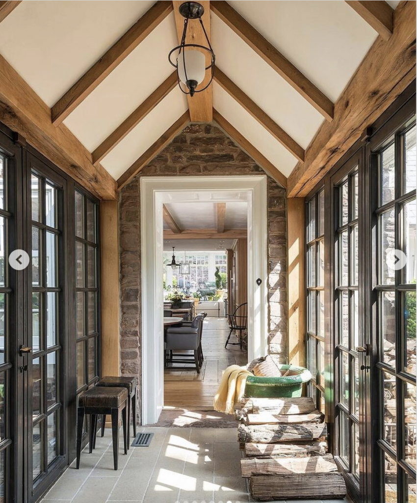 Stone Wall in a Vaulted Hallway