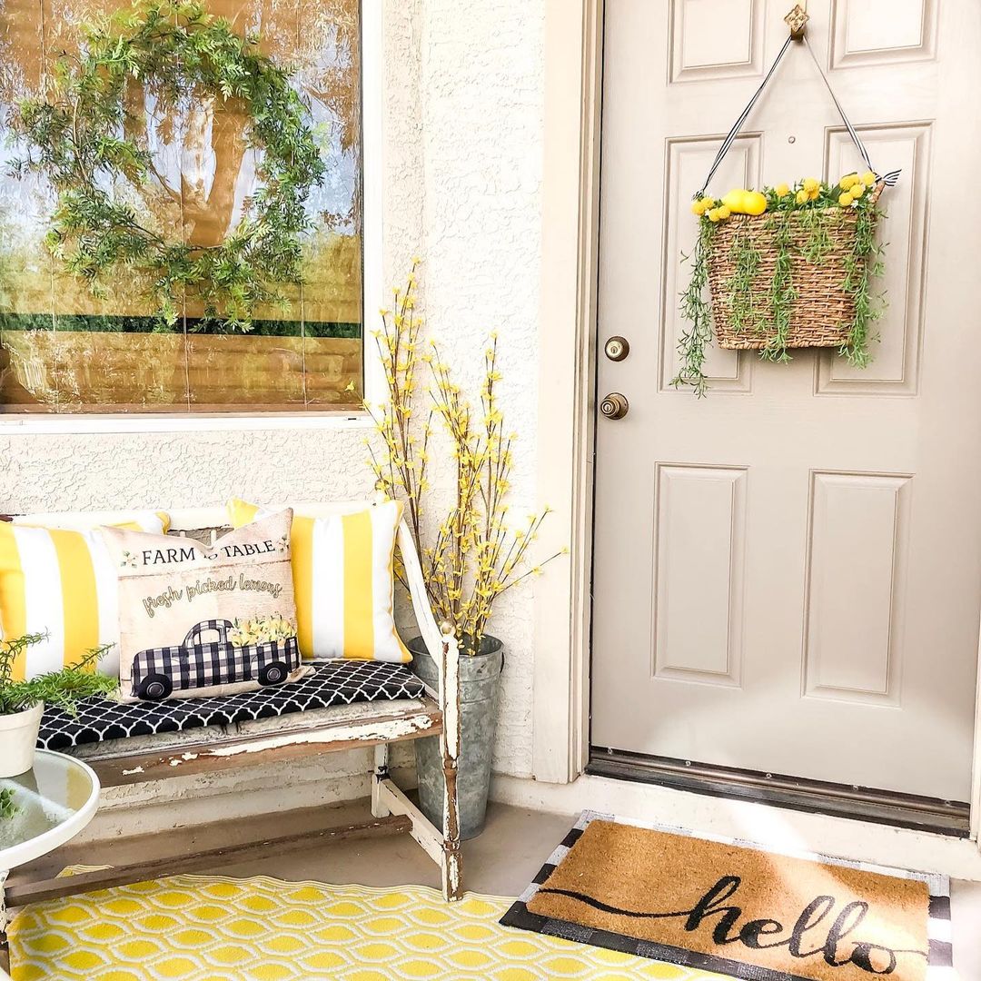 Lemon and Greenery Door Basket