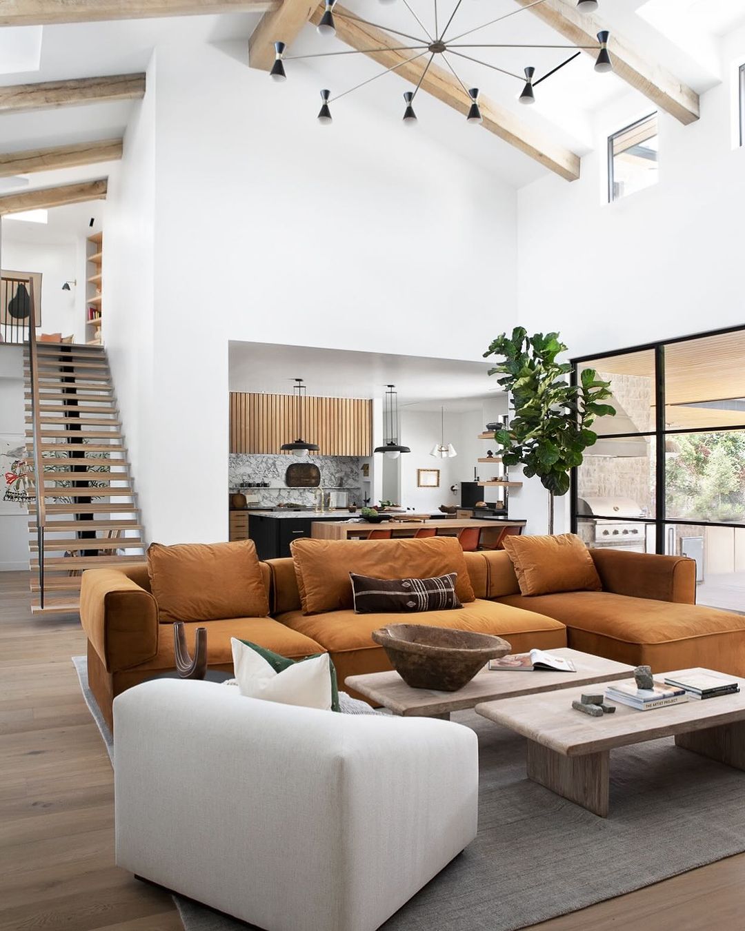 Sunlit Contemporary Rustic Living Space