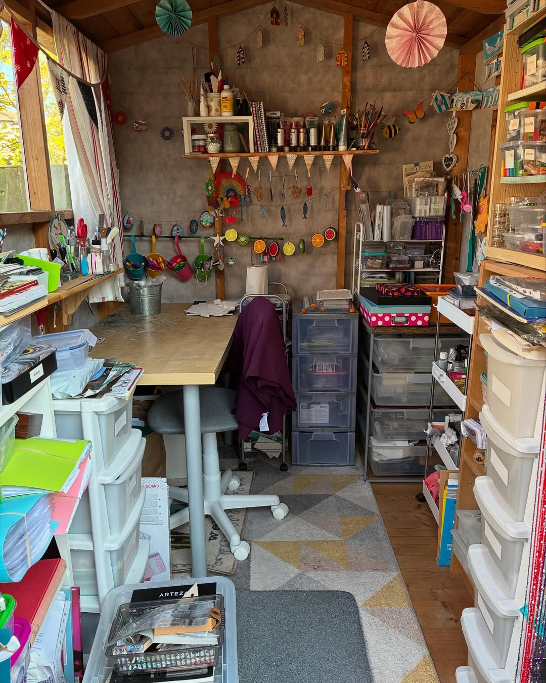 Supply-Heavy Crafting Shed with Organized Storage
