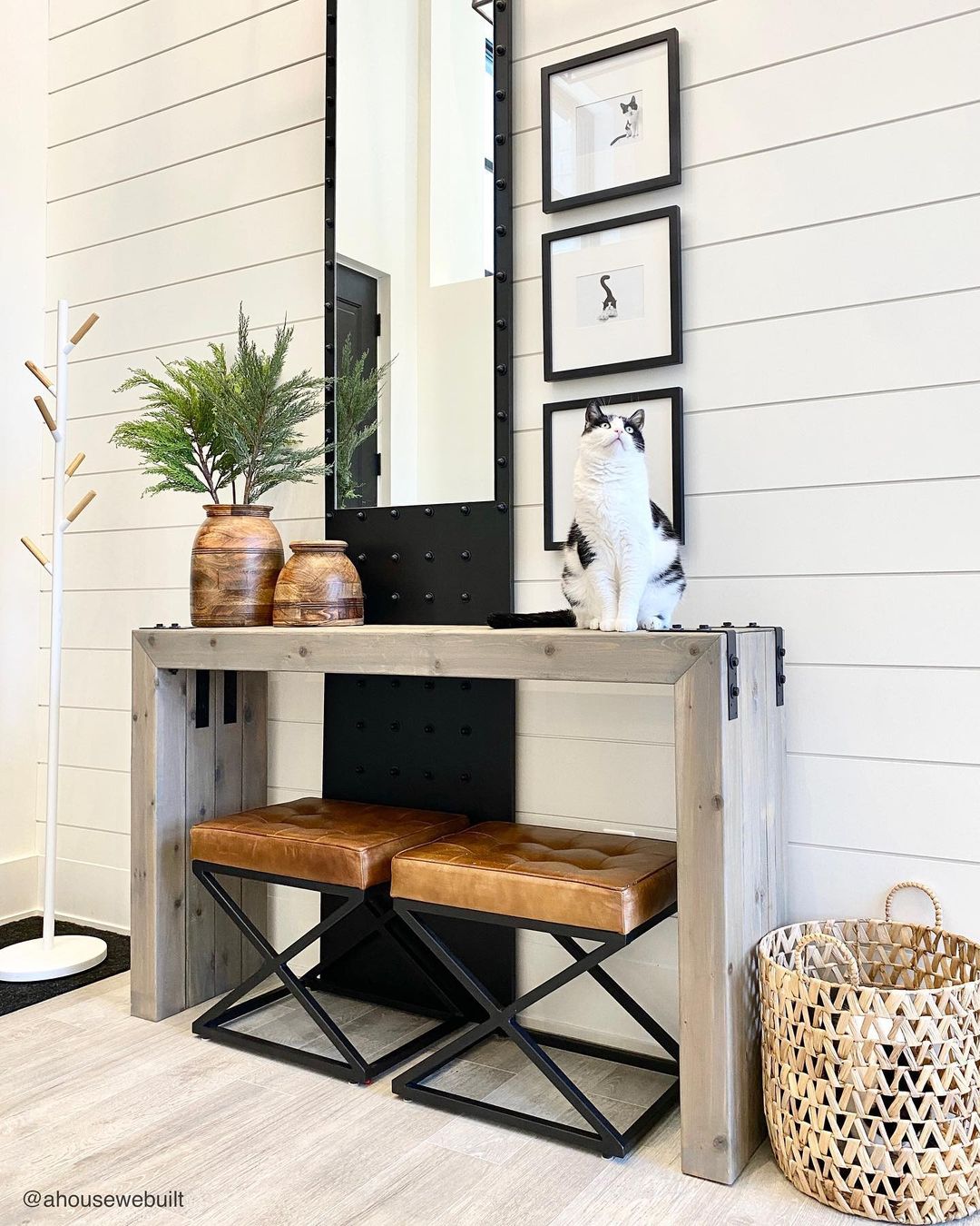 Symmetrical and Stylish Entryway Gallery Wall