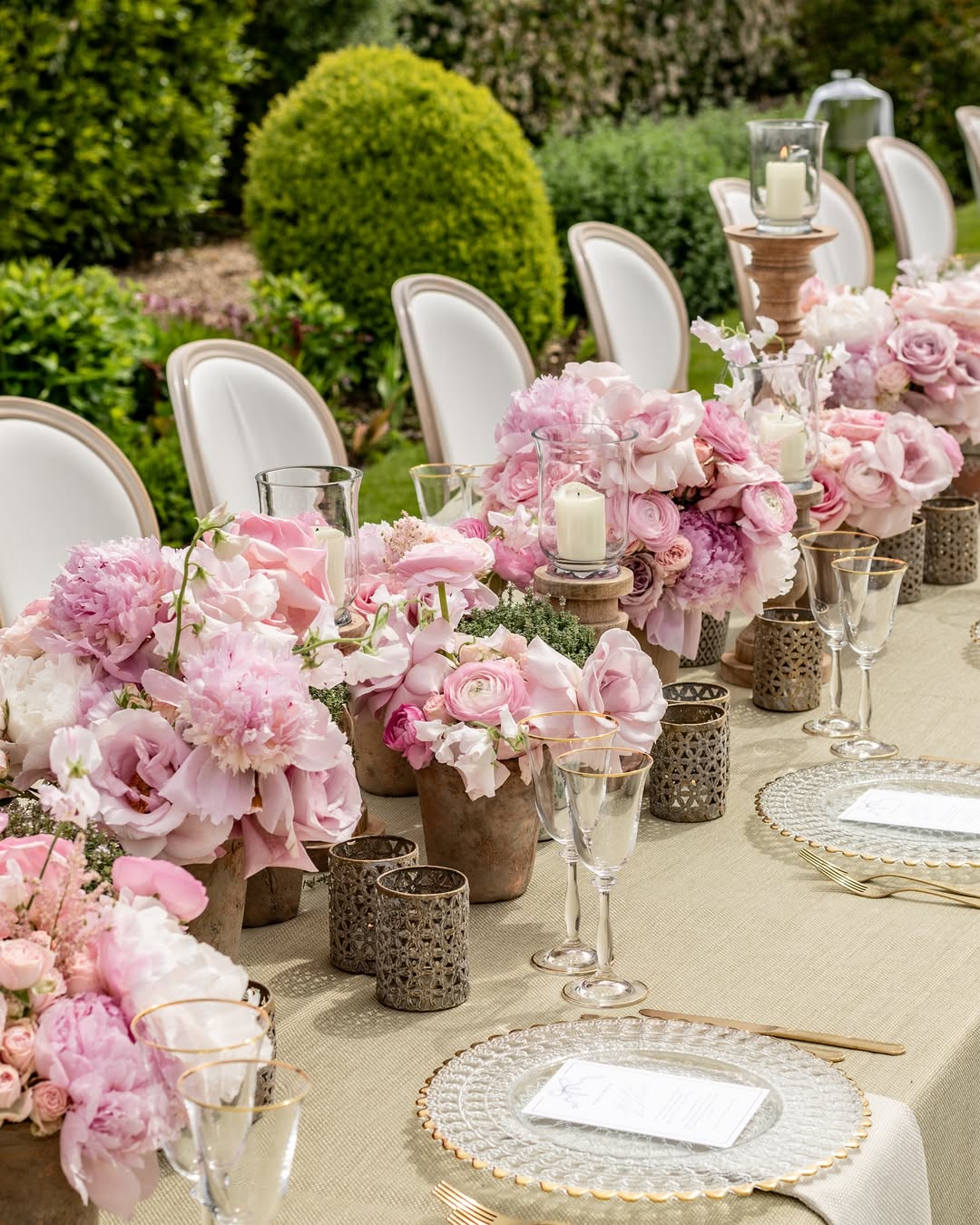 Table Centerpiece Pink Blooms