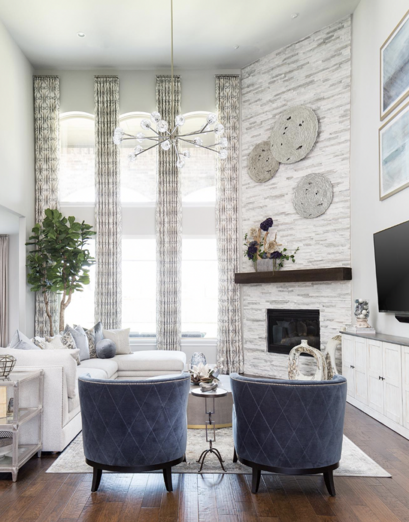 Tall Ceiling Corner Fireplace Living Room