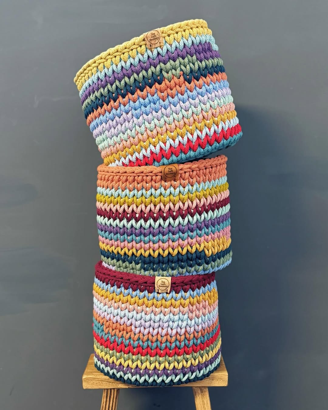 Tall Chevron Stitch Basket Set