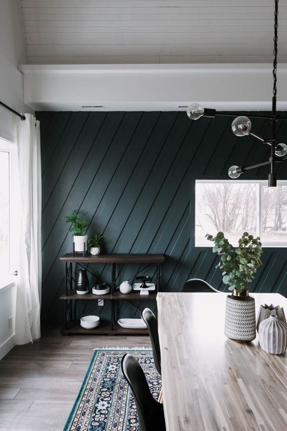 Olive Green Board And Batten Textured Accent Wall