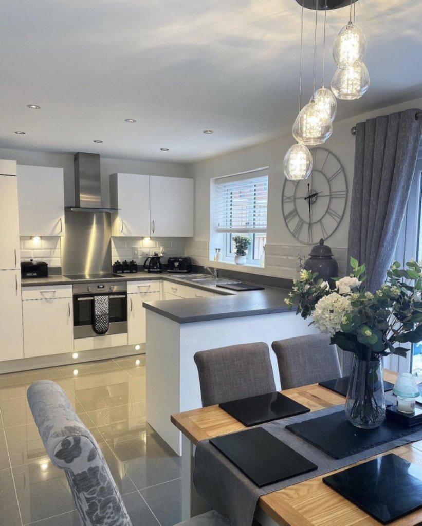U-Shaped Kitchen With Gray Countertops