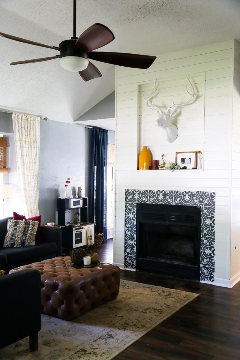 Tiled Frame Around a Faux Fireplace