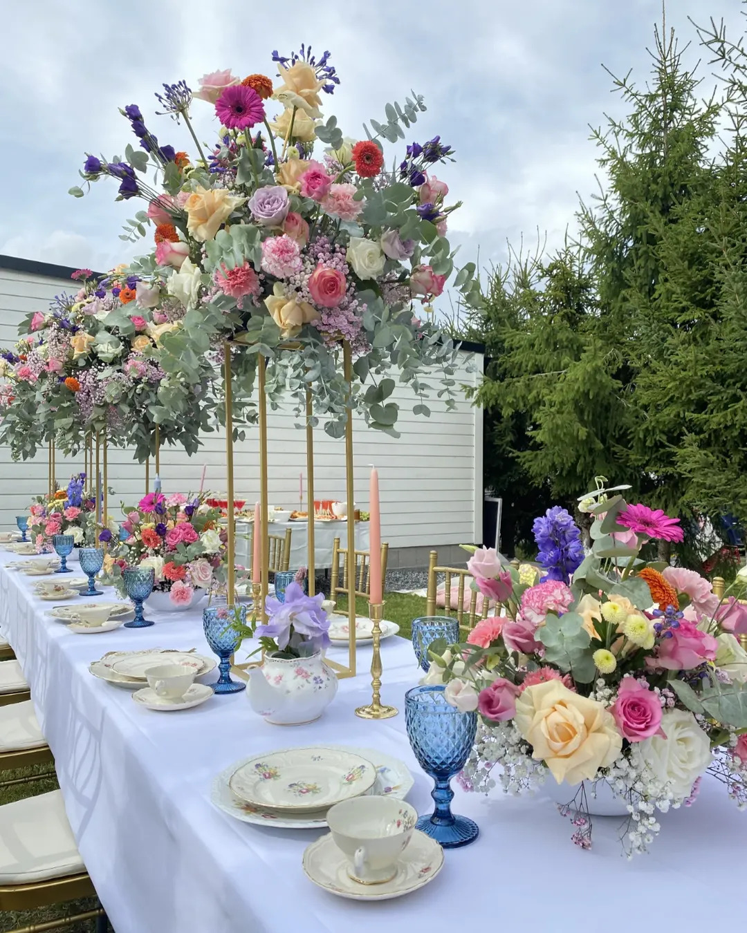 Towering Pastel Table Arrangement