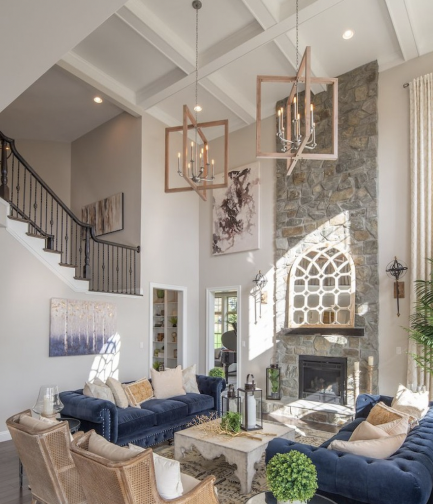 Traditional and Contemporary Stacked Stone Fireplace Design