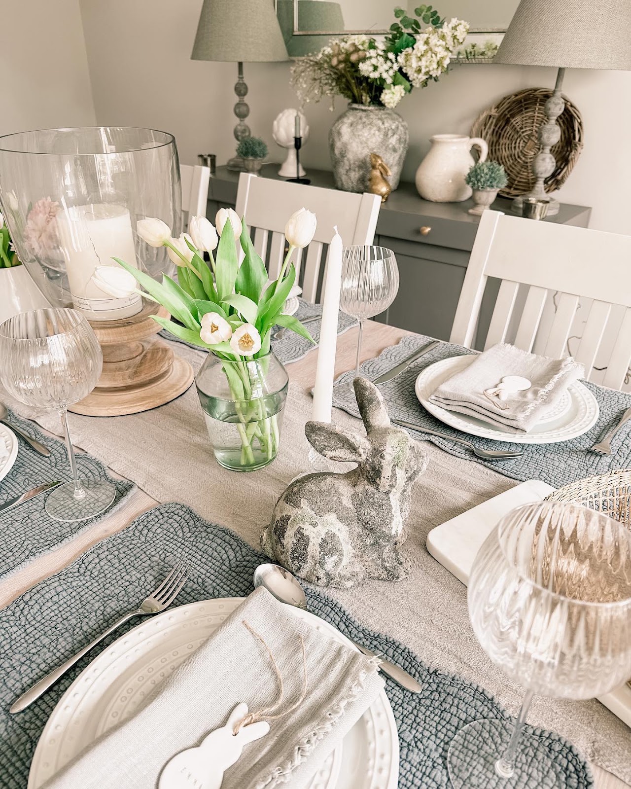 Tranquil Grey and White Nursery Easter Table