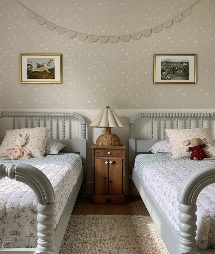 Two-Bed Bunk Room with Beige Accent Wall