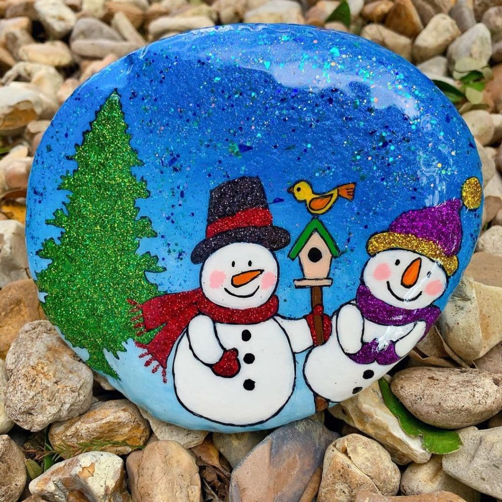 Rock Painting Ideas Christmas and Winters 9