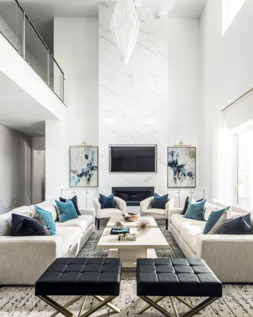 Two-Story Marble Fireplace